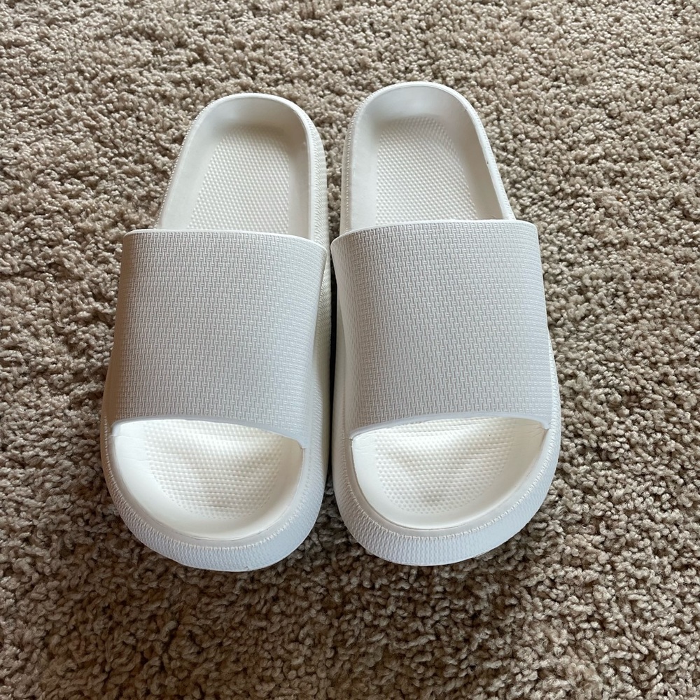 White sandals size 8-9